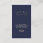 Kalligrafie Blush & Midnight Blue Loyalty Vertical Visitenkarte (Rückseite)