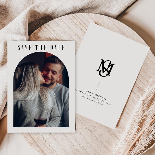 Kalligrafie Boho Bogen Foto Hochzeitsmonogramm Save The Date