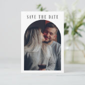 Kalligrafie Boho Bogen Foto Hochzeitsmonogramm Save The Date (Stehend Vorderseite)