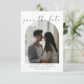 Kalligrafie Boho Torbogen Foto Hochzeitsmonogramm Save The Date (Stehend Vorderseite)