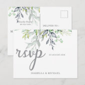 Kalligrafie Botanische Hochzeit Rsvp Postkarte (Vorne/Hinten)