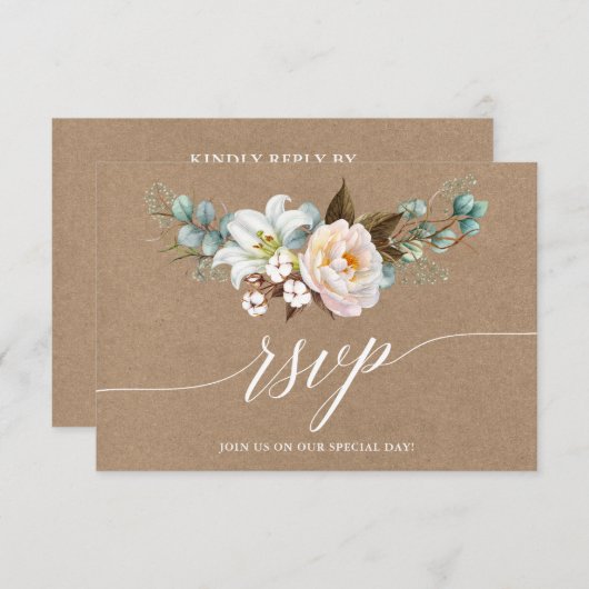 Kalligrafie Botanischer Blumenzahn UAWG RSVP Karte (Vorne/Hinten)