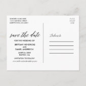 Kalligrafie Botanischer Save the Date Wood Kraft Ankündigungspostkarte (Rückseite)