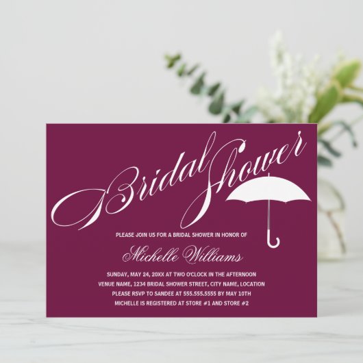 Kalligrafie Brautparty Einladung (Stehend Vorderseite)