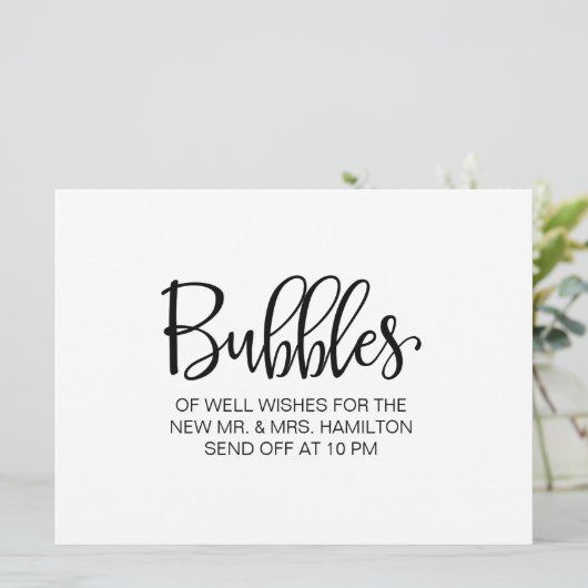 Kalligrafie | "Bubbles" Benutzerdefiniertes Absend Einladung (Stehend Vorderseite)