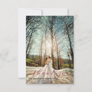 Kalligrafie-Buchstaben Hochzeitsfoto Dankeskarte