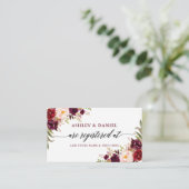 Kalligrafie Burgundy Floral Wedding Registry Begleitkarte (Stehend Vorderseite)