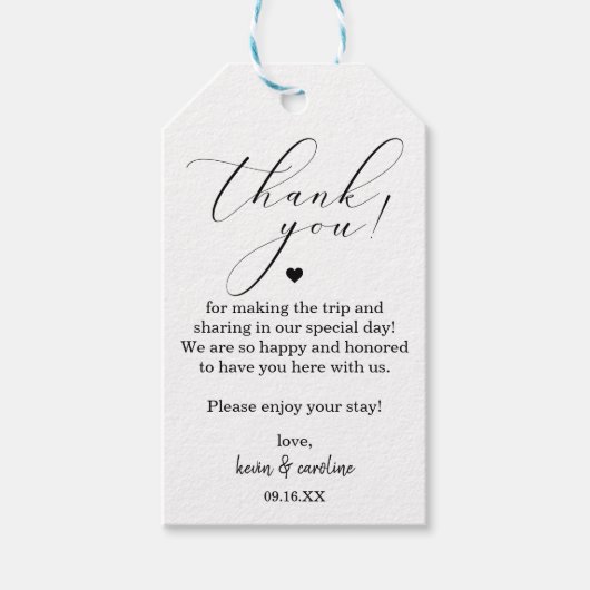 Kalligrafie Danke Hochzeit Geschenkanhänger (Vorderseite)