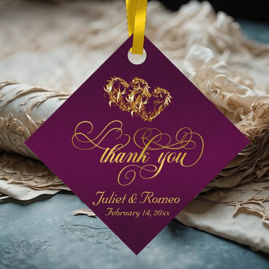 Kalligrafie der verknüpften Herzen - Lila/Gold Geschenkanhänger