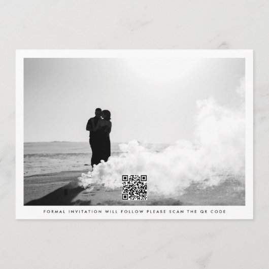 Kalligrafie des gerahmten QR-Fotos Save The Date (Rückseite)