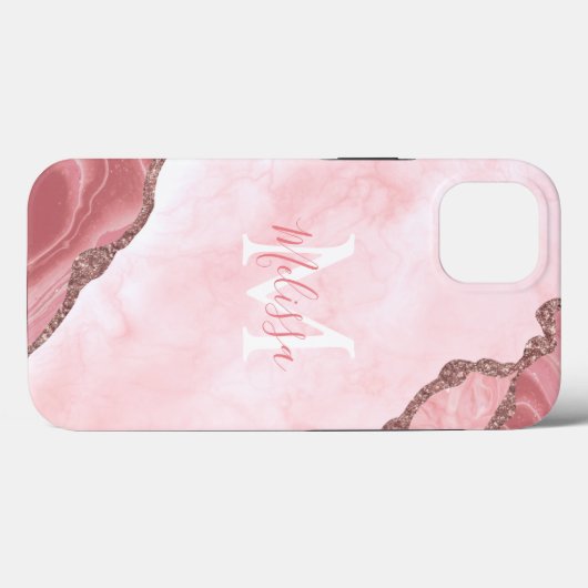 Kalligrafie des rosa Glitzer Case-Mate iPhone Hülle (Rückseite (Horizontal))