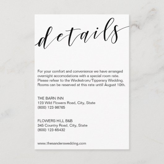 Kalligrafie Details Kartenvorlage schwarz/weiß Begleitkarte (Vorderseite)