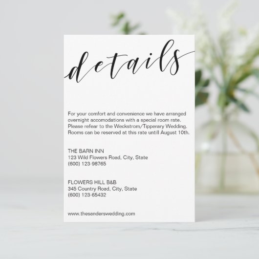 Kalligrafie Details Kartenvorlage schwarz/weiß Begleitkarte (Stehend Vorderseite)