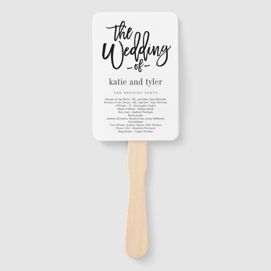 Kalligrafie-EDITABLE-FARBEN-Hochzeitsprogramm Fächer (Vorderseite)