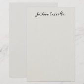Kalligrafie Einfach Grau Professioneller Name Briefpapier (Vorne/Hinten)