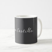 Kalligrafie Einfach Grau Professioneller Name Kaffeetasse (VorderseiteRechts)