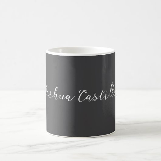 Kalligrafie Einfach Grau Professioneller Name Kaffeetasse (Mittel)