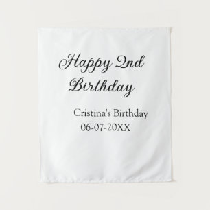 Kalligrafie einfach minimal glücklich 2. Geburtsta Wandteppich