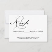 Kalligrafie Einfaches Skript Reserviert Sitzbudget RSVP Karte (Vorderseite)