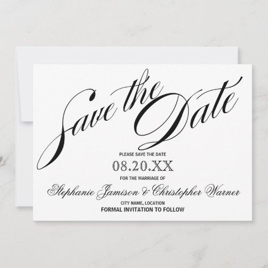 Kalligrafie Elegance Script Save the Date (Vorderseite)