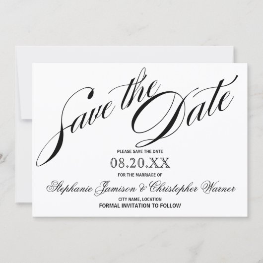 Kalligrafie Elegance Script Save the Date (Vorderseite)