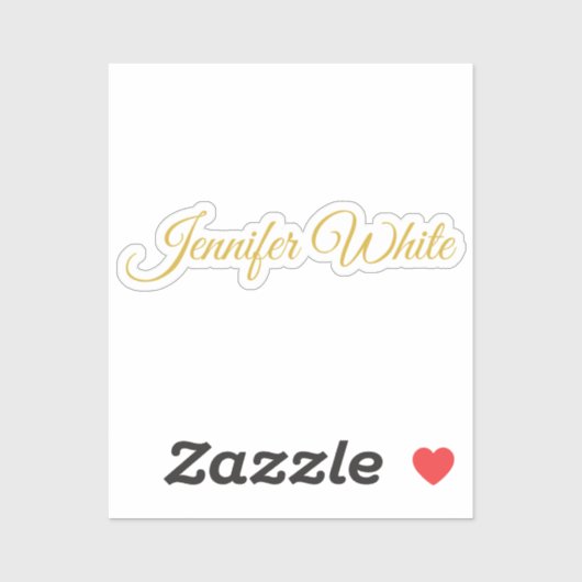 Kalligrafie Elegant Gold & Weiß Fett Retro Name Aufkleber (Blatt)