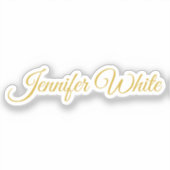 Kalligrafie Elegant Gold & Weiß Fett Retro Name Aufkleber (Vorderseite)