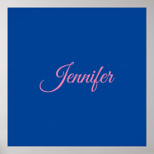 Kalligrafie Elegant Pink Blau Benutzerdefinierter Poster