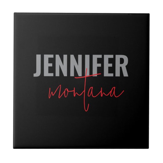 Kalligrafie Elegant Schlicht Name hinzufügen Fliese (Vorderseite)