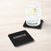 Kalligrafie Elegant Schlicht Name hinzufügen Getränkeuntersetzer (Rechte Seite)