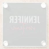 Kalligrafie Elegant Schlicht Name hinzufügen Glasuntersetzer (Rückseite)