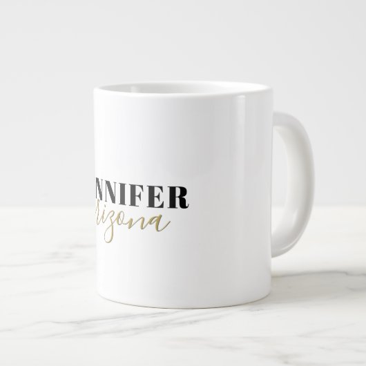 Kalligrafie Elegant Schlicht Name hinzufügen Jumbo-Tasse (Vorderseite Rechts)