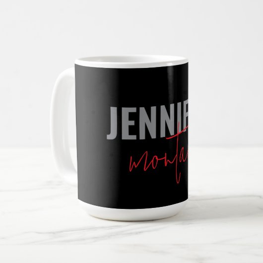 Kalligrafie Elegant Schlicht Name hinzufügen Kaffeetasse (Vorderseite Links)