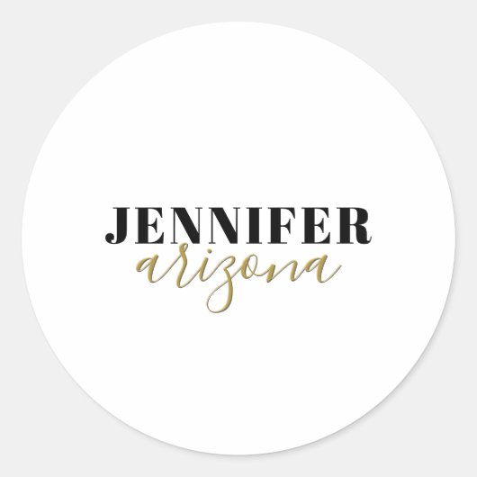 Kalligrafie Elegant Schlicht Name hinzufügen Runder Aufkleber (Vorderseite)