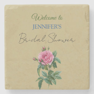 Kalligrafie Elegante Florale Willkommens-Brautpart Steinuntersetzer