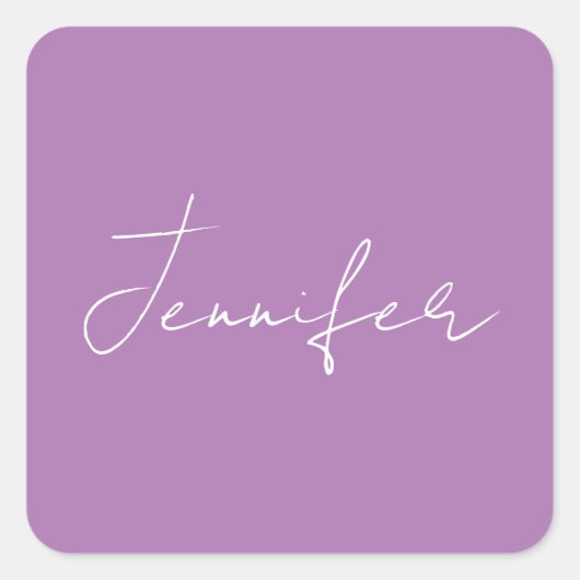 Kalligrafie Elegante Lavender Schlicht Einfache Be Quadratischer Aufkleber (Vorderseite)