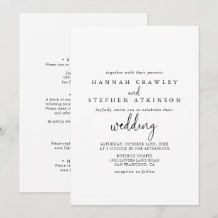 Kalligrafie Elegante Script Front & Back Wedding Einladung