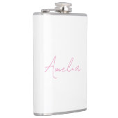 Kalligrafie Eleganter Rosa Weißer Individuelle Nam Flachmann (Rechts)