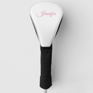 Kalligrafie Eleganter Rosa Weißer Individuelle Nam Golf Headcover