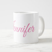 Kalligrafie Eleganter Rosa Weißer Individuelle Nam Jumbo-Tasse (Vorderseite Rechts)