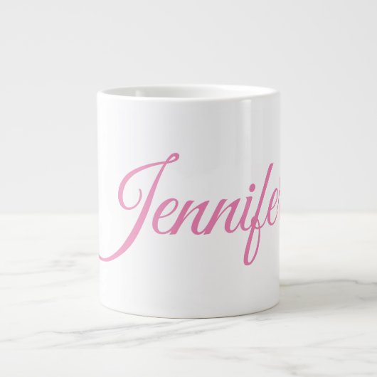 Kalligrafie Eleganter Rosa Weißer Individuelle Nam Jumbo-Tasse (Vorderseite)