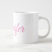 Kalligrafie Eleganter Rosa Weißer Individuelle Nam Jumbo-Tasse (Rechts)