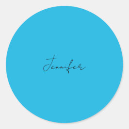 Kalligrafie Eleganter Schlichter einfacher Name Bl Runder Aufkleber