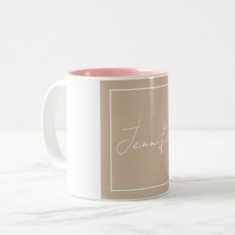 Kalligrafie Eleganter Schlichter einfacher Name Zweifarbige Tasse