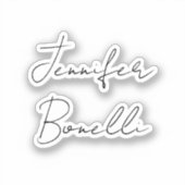 Kalligrafie Eleganter Schwarz-weißer Schlichter Na Aufkleber (Vorderseite)