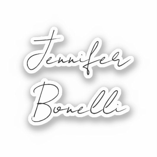 Kalligrafie Eleganter Schwarz-weißer Schlichter Na Aufkleber (Vorderseite)