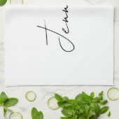 Kalligrafie Eleganter Schwarz-weißer Schlichter Na Geschirrtuch (Gefaltet)