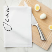 Kalligrafie Eleganter Schwarz-weißer Schlichter Na Geschirrtuch (Viertel Falte)