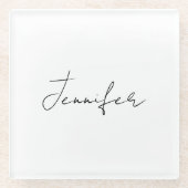 Kalligrafie Eleganter Schwarz-weißer Schlichter Na Glasuntersetzer (Vorderseite)