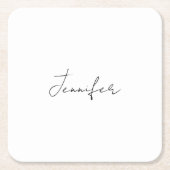 Kalligrafie Eleganter Schwarz-weißer Schlichter Na Rechteckiger Pappuntersetzer (Vorderseite)